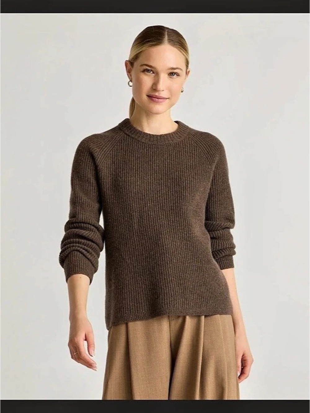 Quince Mongolian Cashmere Fisherman Crewneck Sweater